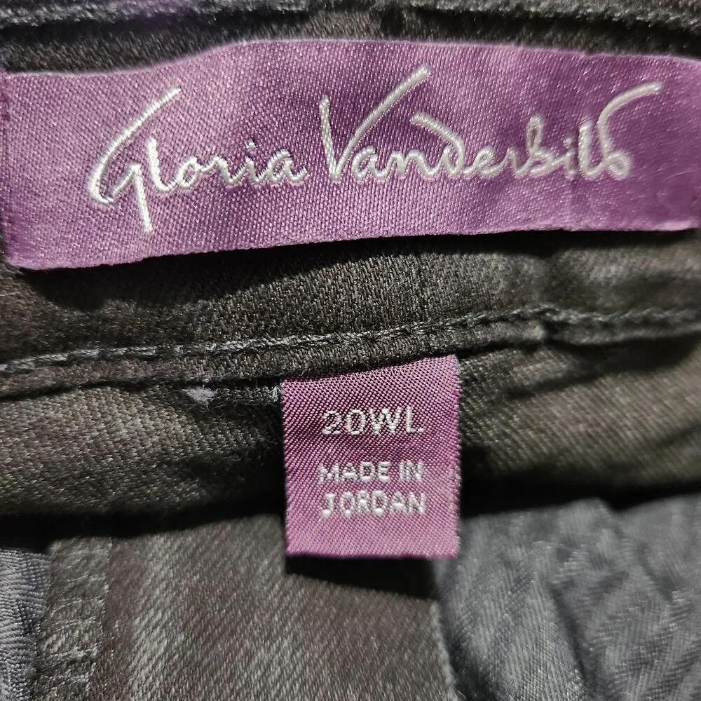 Gloria Vanderbilt Denim Jeans Size 20W Long Black Bootcut.